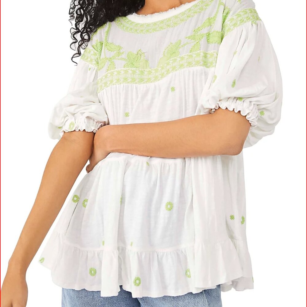 Free People Edie Tee White and Lime Combo - READ DESCRIPTION